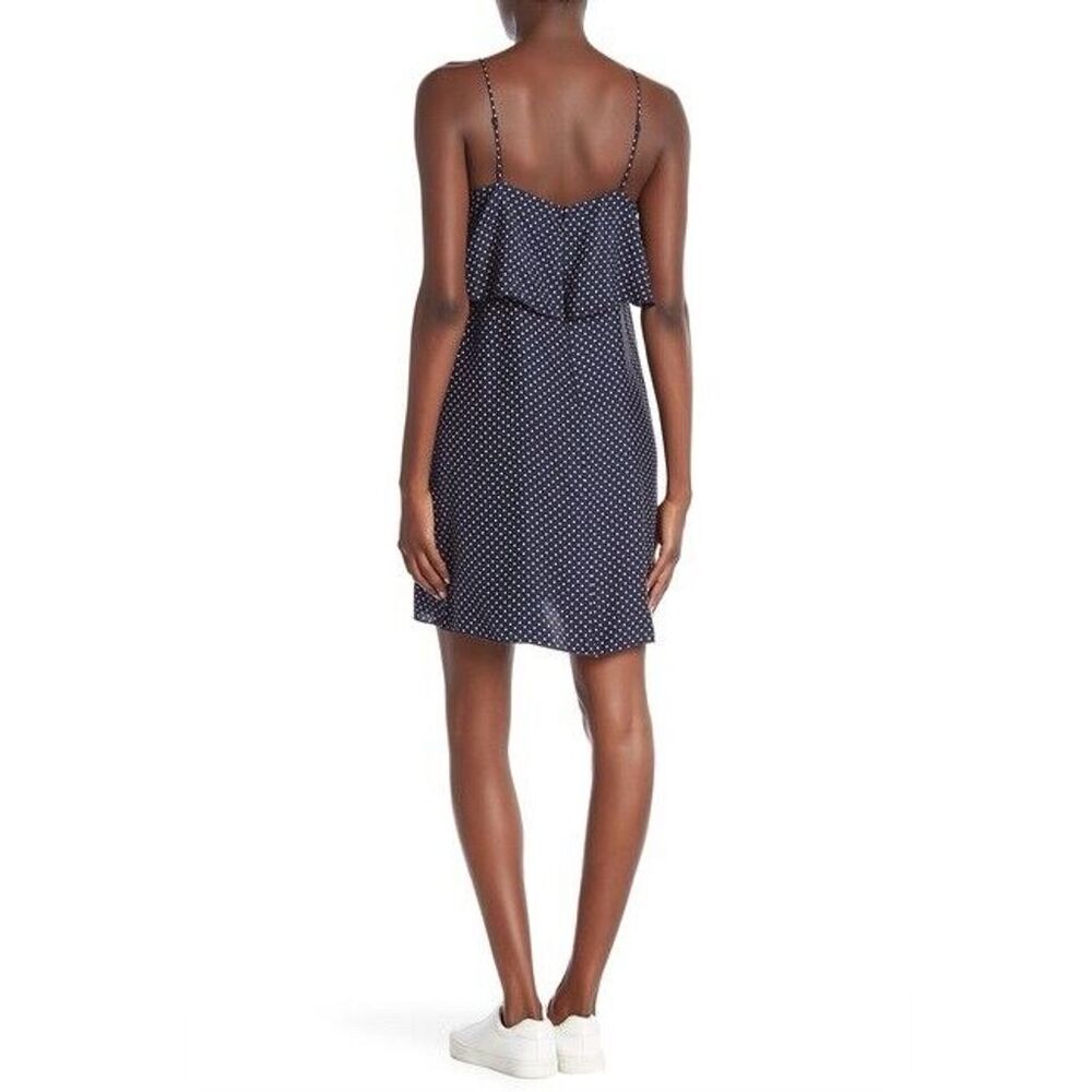 ATM Women's Blue Polka Dot Midi Slip Dress Size L Chic Casual - Picture 2 of 7